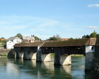 Holzbrücke - Houten brug over de Rijn