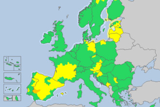 Kleurcodes voor het weer in Europa: Meteo Alarm Europa